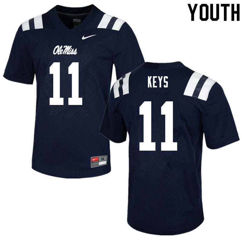 Austin Keys Ole Miss Rebels NCAA Youth Navy #11 Stitched Limited College Football Jersey TAZ2358CT
